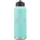 Laser etched teal 32 oz vacuum insulated water bottle with 'Super Dad' design