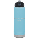 Laser etched light blue 20 oz vacuum insulated water bottle with 'Worlds Best' design