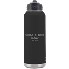 Laser etched black 32 oz vacuum insulated water bottle with 'Worlds Best' design