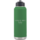 Laser etched green 32 oz vacuum insulated water bottle with 'Worlds Best' design