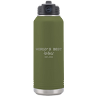 Laser etched olive green 32 oz vacuum insulated water bottle with 'Worlds Best' design