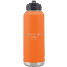 Laser etched orange 32 oz vacuum insulated water bottle with 'Worlds Best' design