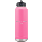 Laser etched pink 32 oz vacuum insulated water bottle with 'Worlds Best' design