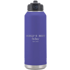 Laser etched purple 32 oz vacuum insulated water bottle with 'Worlds Best' design