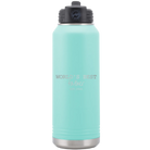 Laser etched teal 32 oz vacuum insulated water bottle with 'Worlds Best' design