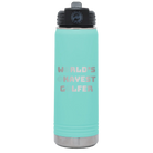 Laser etched teal 20 oz vacuum insulated water bottle with 'Worlds Okayest Golfer' design