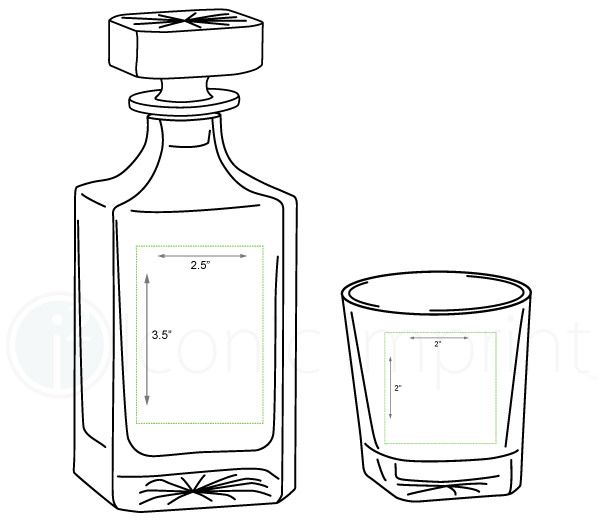 Square Decanter Set Imprint Area