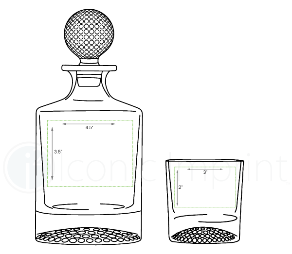 Round Golf Decanter Set Imprint Area