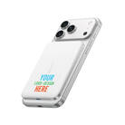 Custom Anker Magsafe Nano Power Bank Charger with full color logo or design shown on an iPhone Pro