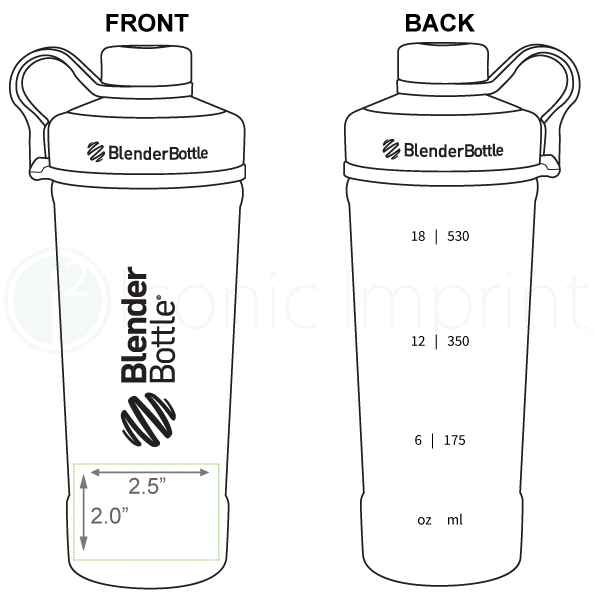 Blender Bottle Radian 26 oz Shaker Bottle Imprint Area