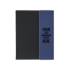 Personalized 7 x 9 canvas and leatherette portfolio with blue/black leatherette panel, custom laser engraved with logo, monogram, or design.