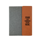 Personalized 7 x 9 canvas and leatherette portfolio with rawhide leatherette panel, custom laser engraved with logo, monogram, or design.