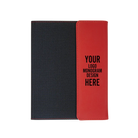 Personalized 7 x 9 canvas and leatherette portfolio with red leatherette panel, custom laser engraved with logo, monogram, or design.