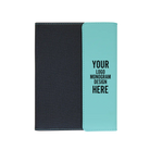 Personalized 7 x 9 canvas and leatherette portfolio with teal leatherette panel, custom laser engraved with logo, monogram, or design.