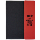 Personalized 9.5 x 12 canvas and leatherette portfolio with red leatherette panel, custom laser engraved with logo, monogram, or design.