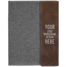 Personalized 9.5 x 12 canvas and leatherette portfolio with rustic leatherette panel, custom laser engraved with logo, monogram, or design.