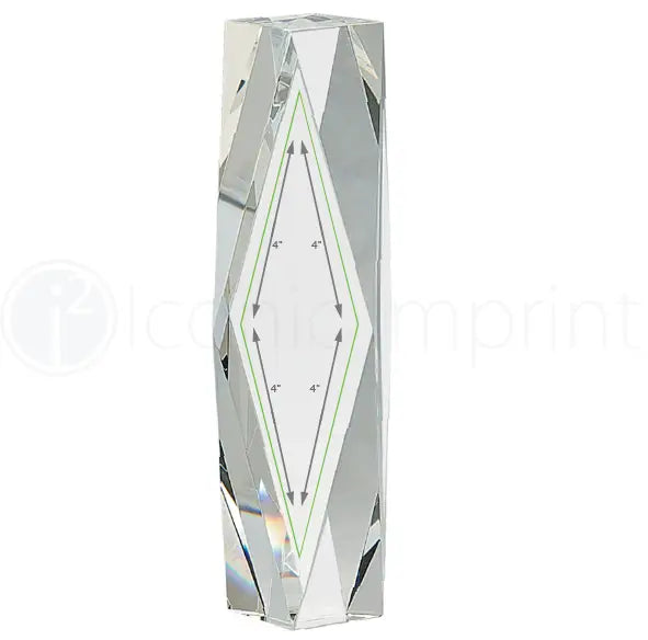 cry89 clear crystal facet tower 10-inch award imprint area