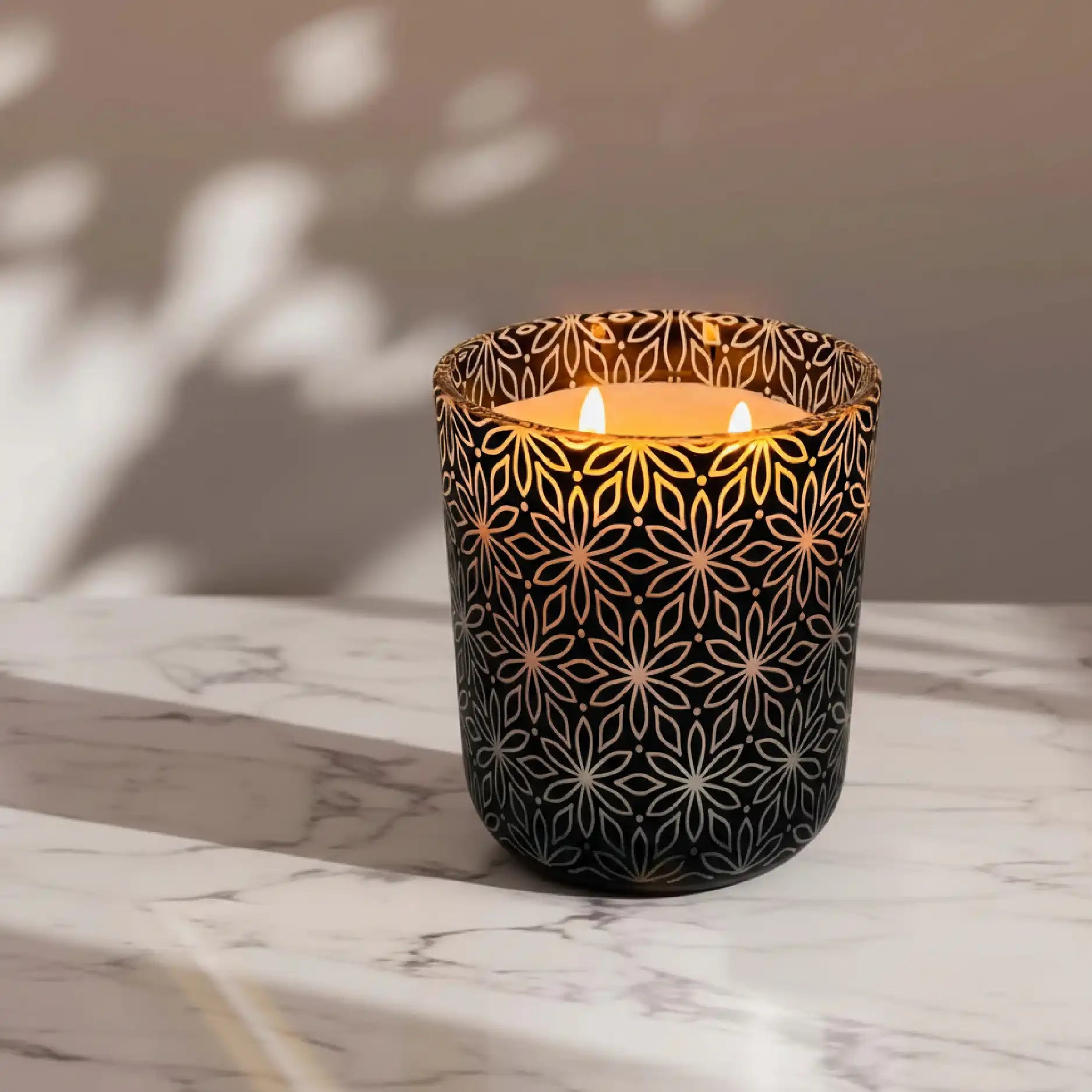 Laser Etched Candle with Glowing Design