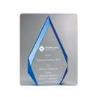 Acrylic award with blue accents, cost effective award for milestones, events, recognition