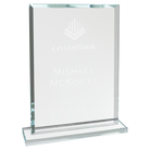 Laser etched rectangle clear glass award. Customize with your logo or recognition details