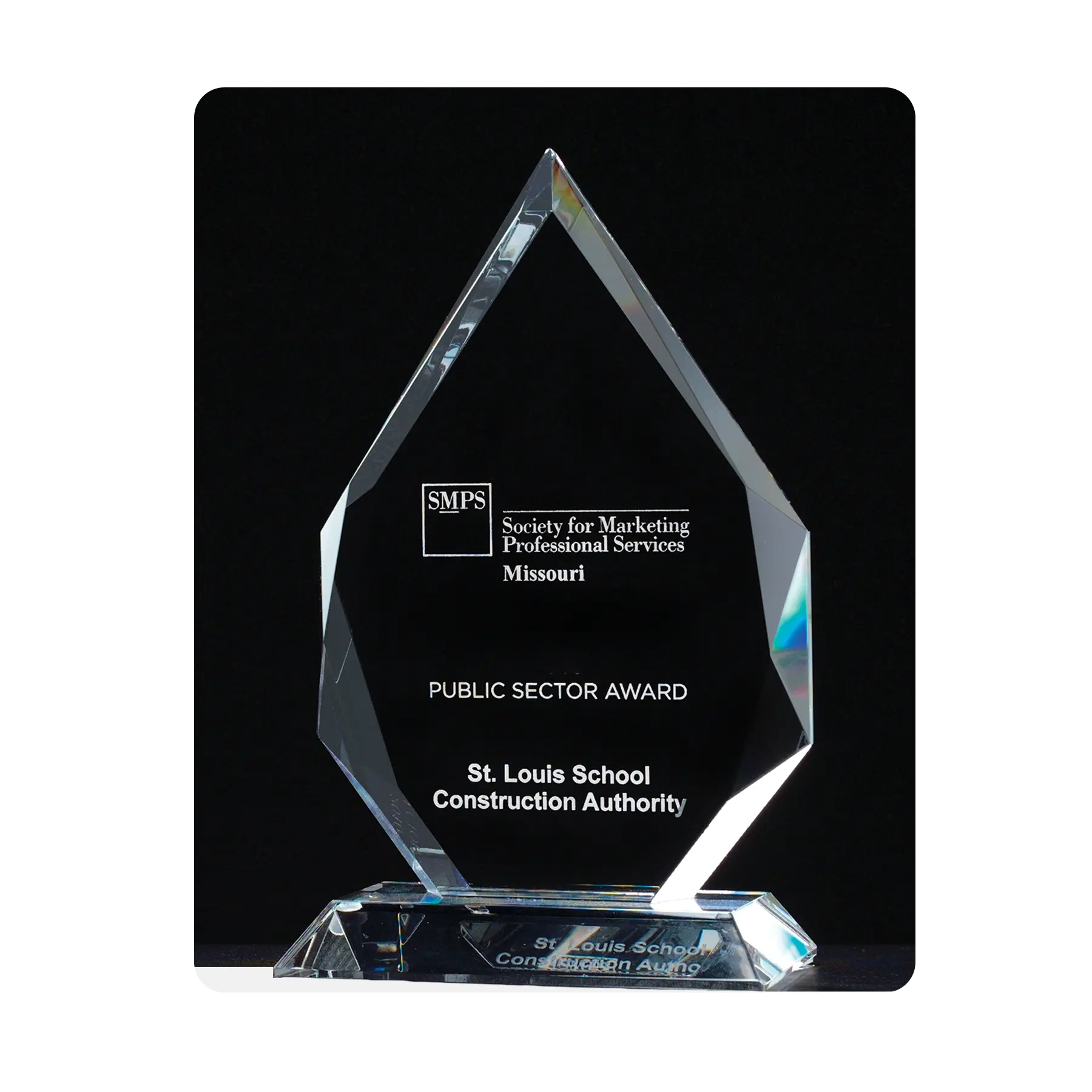 Etched flame series optical crystal award for events, employee recognition, and milestones.