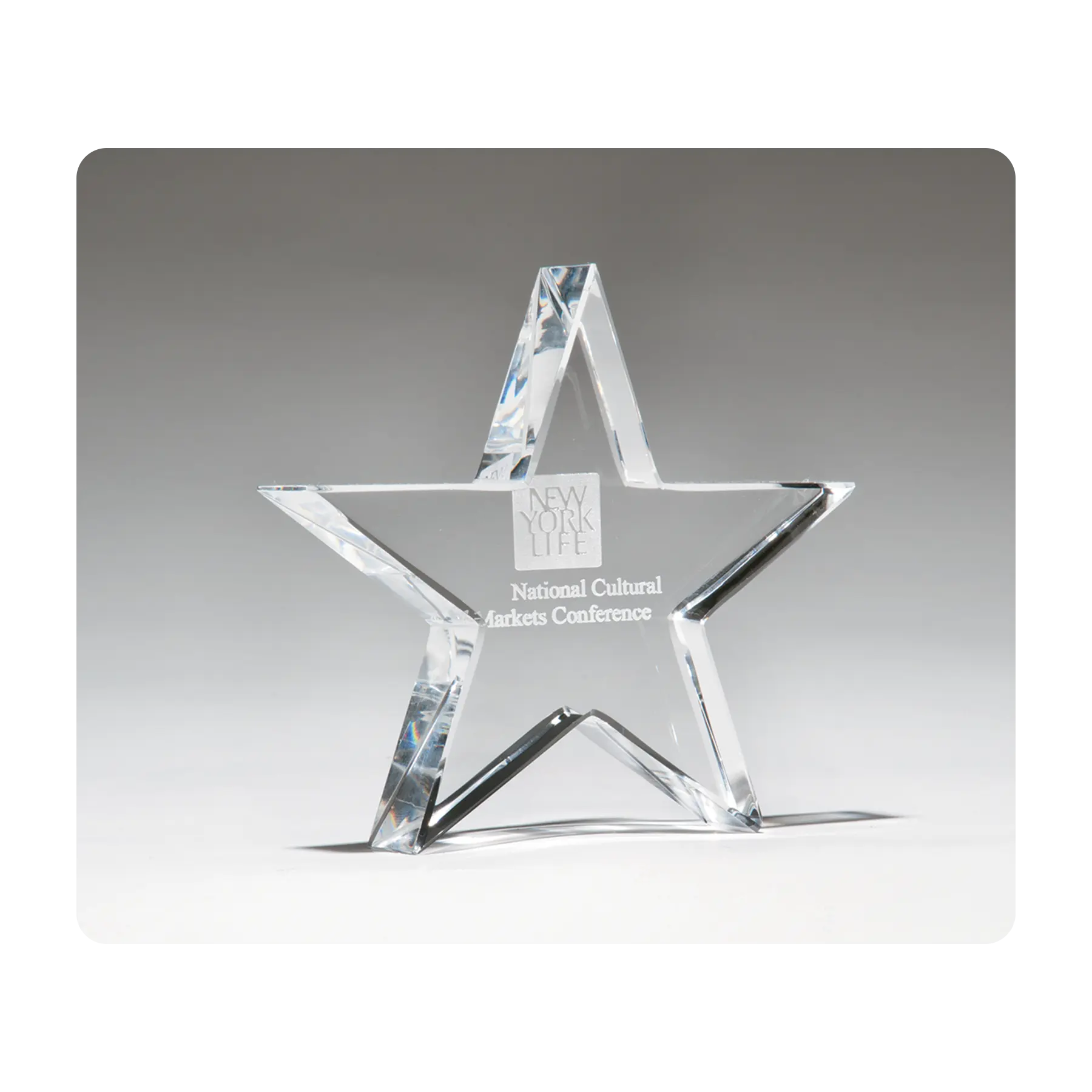Star shaped crystal paperweight award, laser etched for your event or achievement