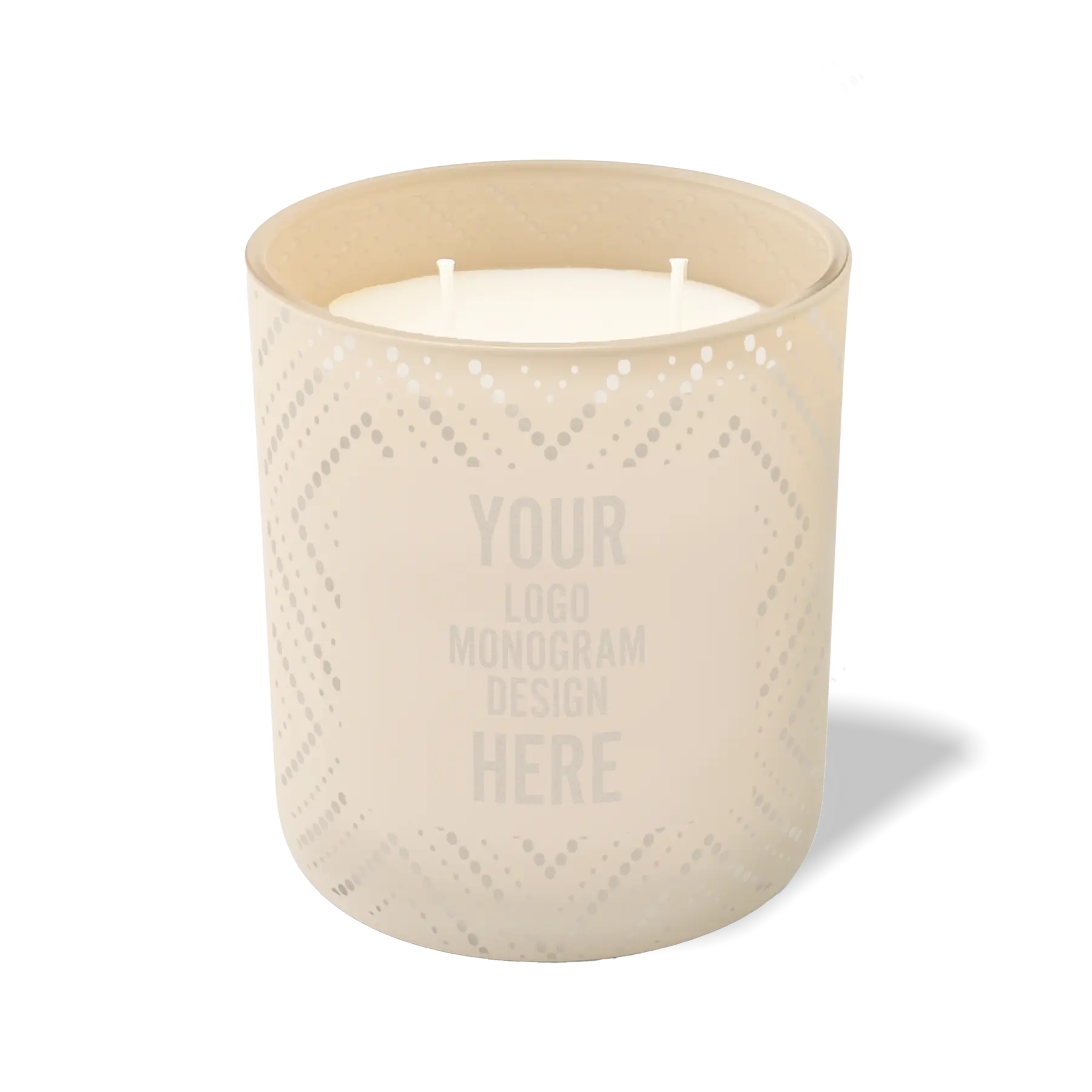 Customized sand, dotted diamond pattern Wild Journey 12 oz Studio luxury candle with laser etched logo or design