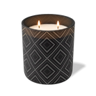 Customized black, dotted diamond pattern Wild Journey 12 oz Studio luxury candle with laser etched logo or design