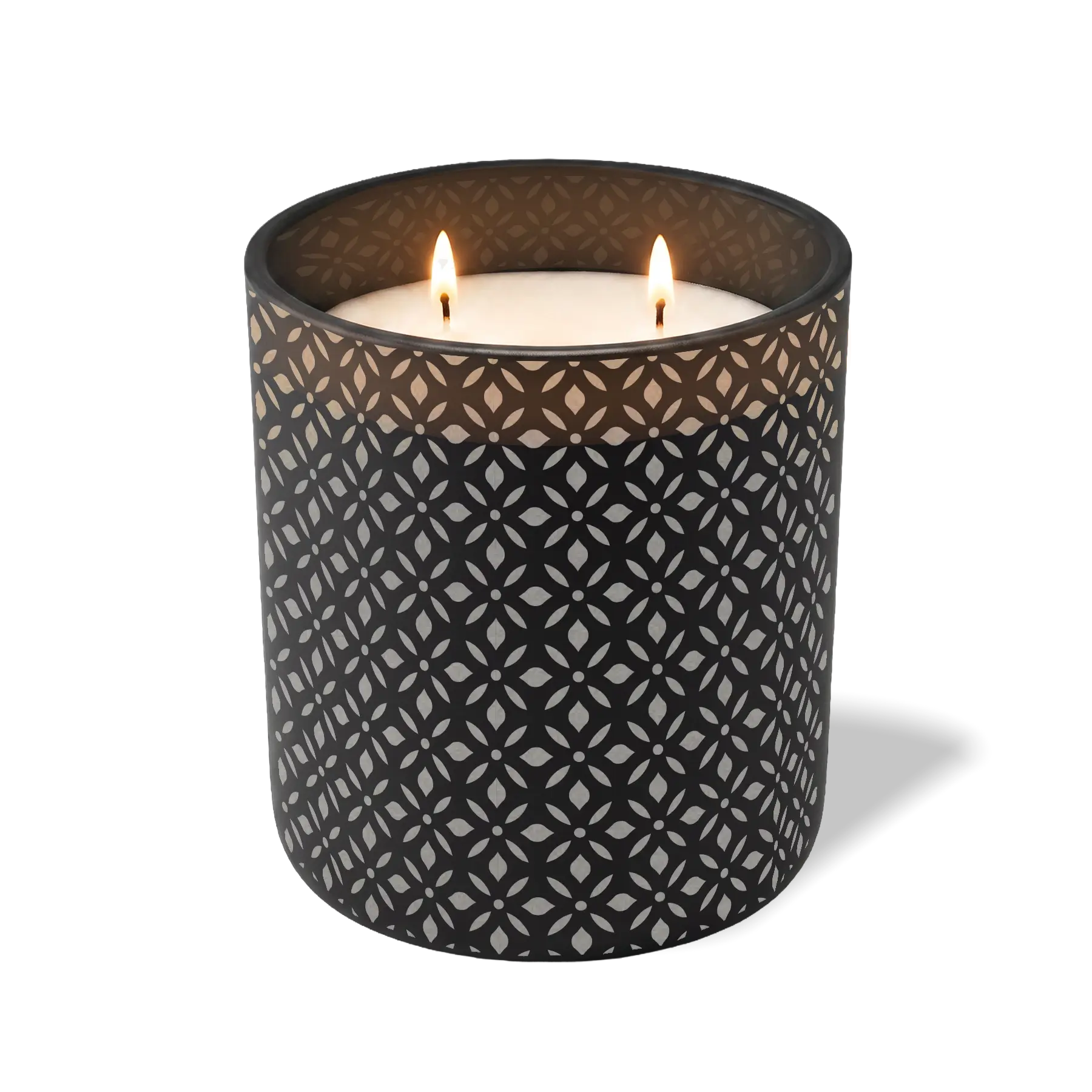 Customized black, bursts pattern Wild Journey 12 oz Studio luxury candle with laser etched logo or design