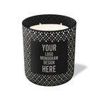 Customized black, bursts pattern Wild Journey 12 oz Studio luxury candle with laser etched logo or design