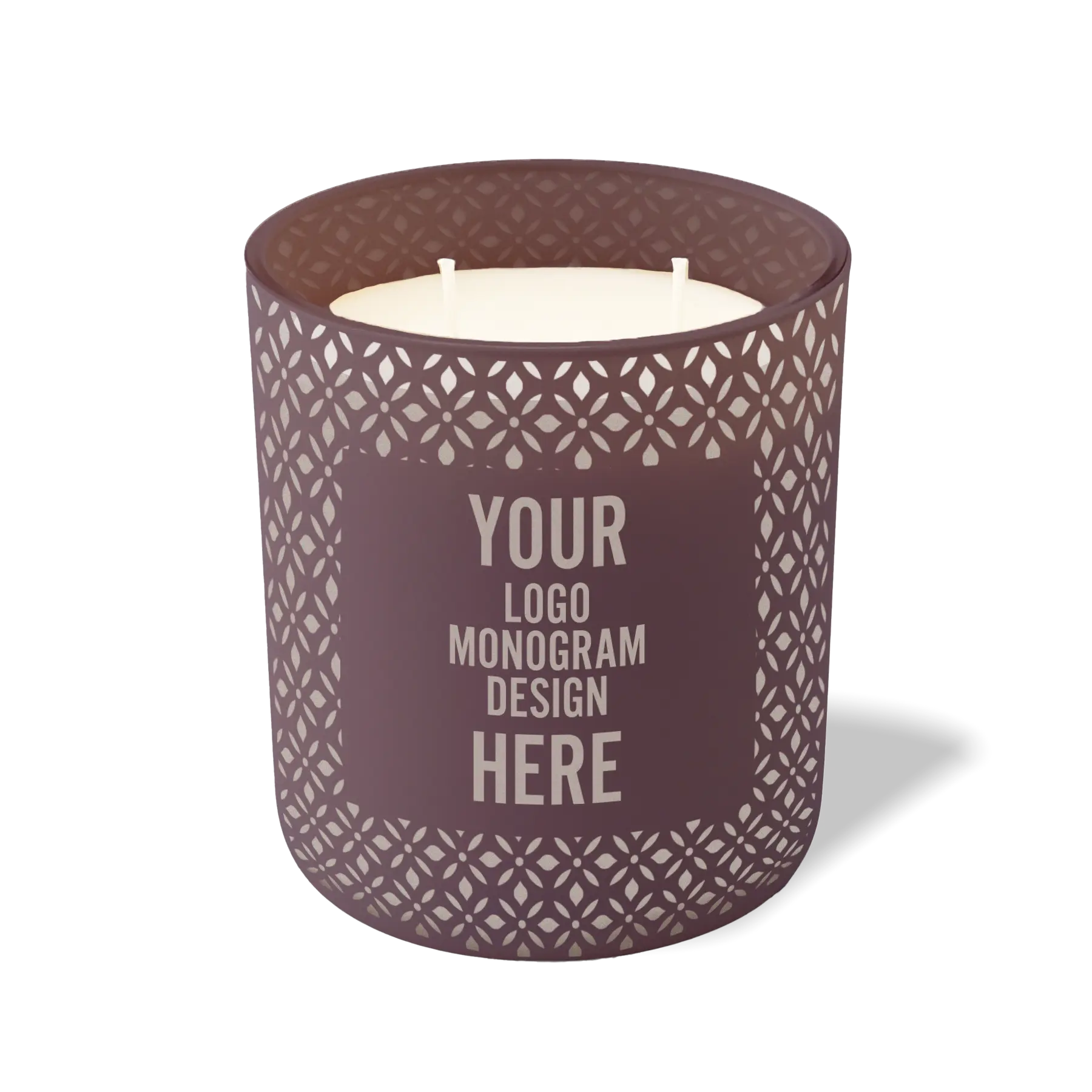 Customized velvet plum, bursts pattern Wild Journey 12 oz Studio luxury candle with laser etched logo or design