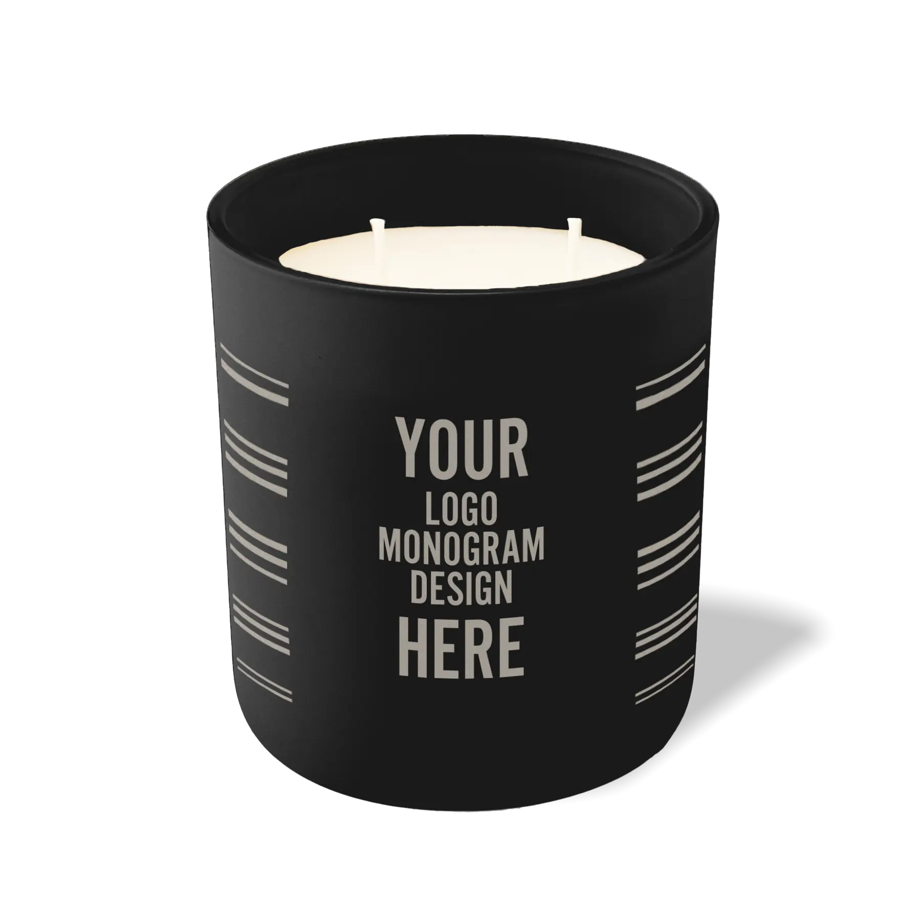 Customized black, grouped stripes pattern Wild Journey 12 oz Studio luxury candle with laser etched logo or design