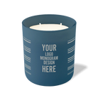 Customized cobalt, grouped stripes pattern Wild Journey 12 oz Studio luxury candle with laser etched logo or design