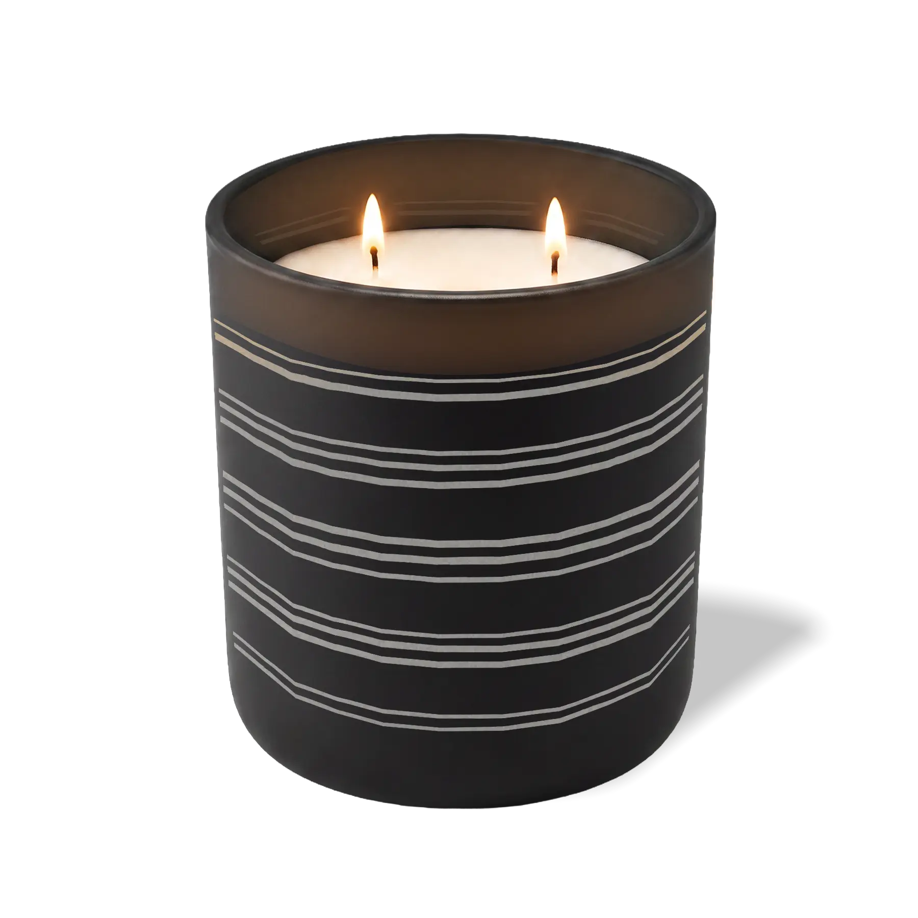 Customized black, grouped stripes pattern Wild Journey 12 oz Studio luxury candle with laser etched logo or design