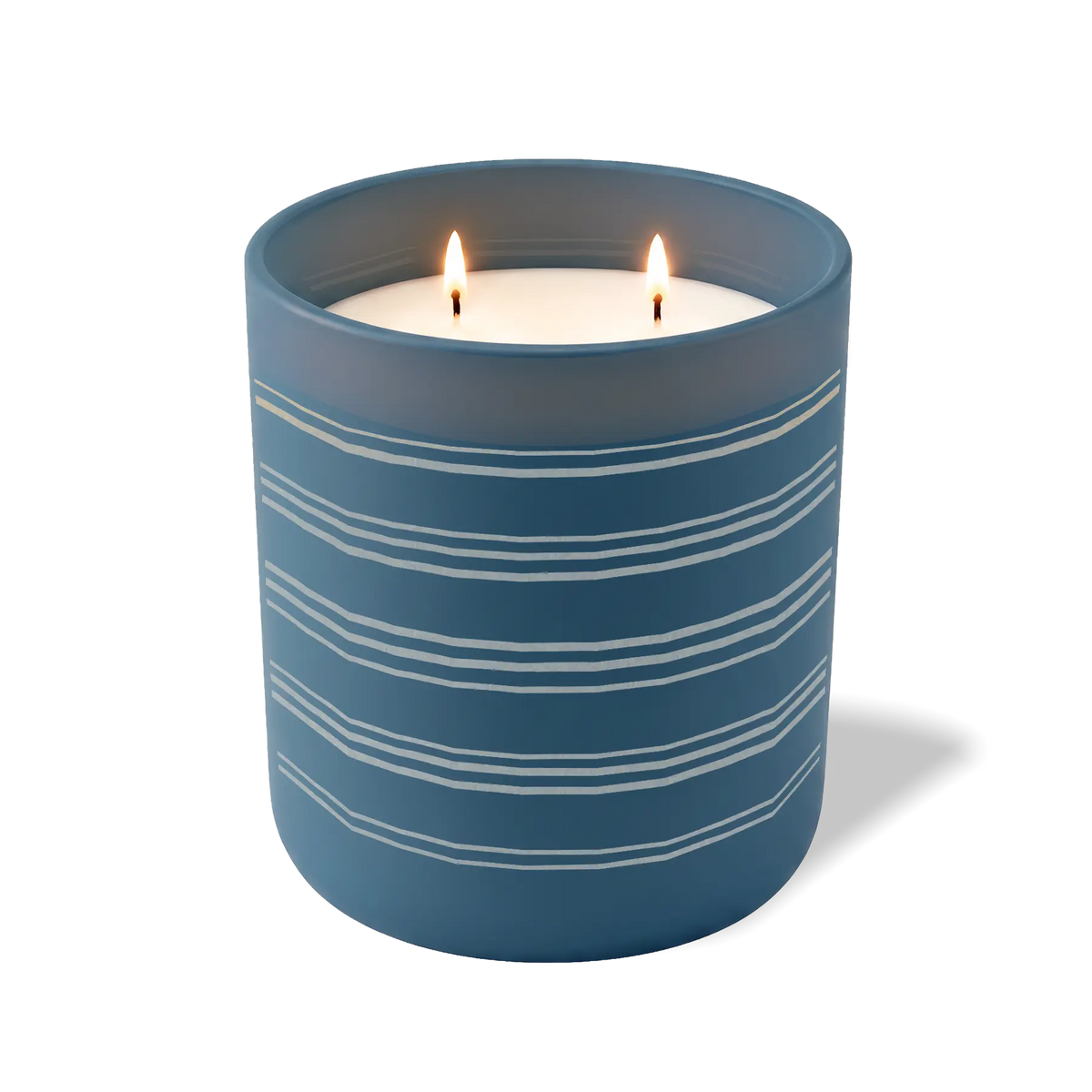 Customized cobalt, grouped stripes pattern Wild Journey 12 oz Studio luxury candle with laser etched logo or design