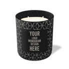 Customized black, propeller cubes pattern Wild Journey 12 oz Studio luxury candle with laser etched logo or design