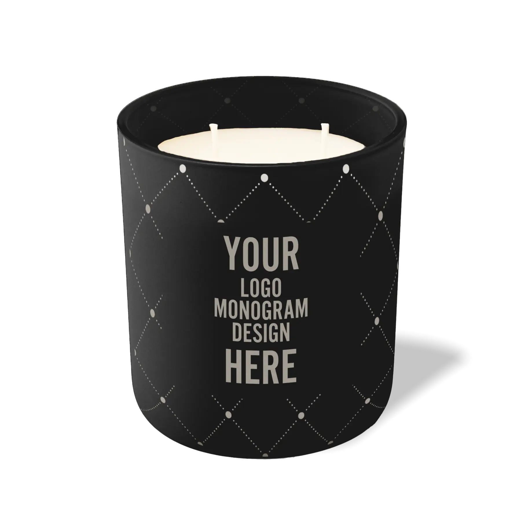 Customized black, quilt pattern Wild Journey 12 oz Studio luxury candle with laser etched logo or design