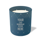 Customized cobalt, quilt pattern Wild Journey 12 oz Studio luxury candle with laser etched logo or design