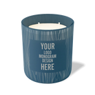 Customized cobalt, wood grain pattern Wild Journey 12 oz Studio luxury candle with laser etched logo or design
