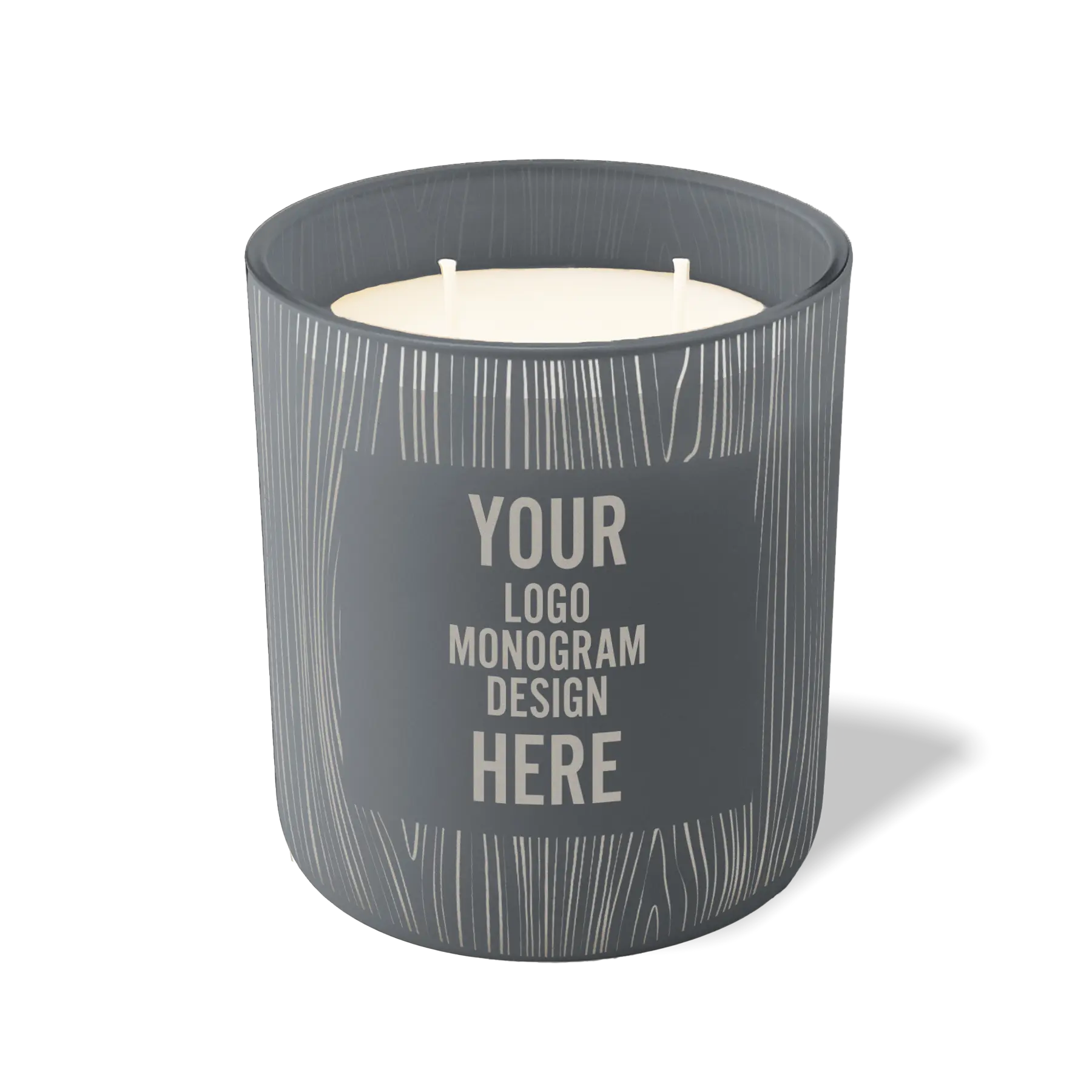 Customized graphite, wood grain pattern Wild Journey 12 oz Studio luxury candle with laser etched logo or design