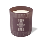 Customized velvet plum, wood grain pattern Wild Journey 12 oz Studio luxury candle with laser etched logo or design