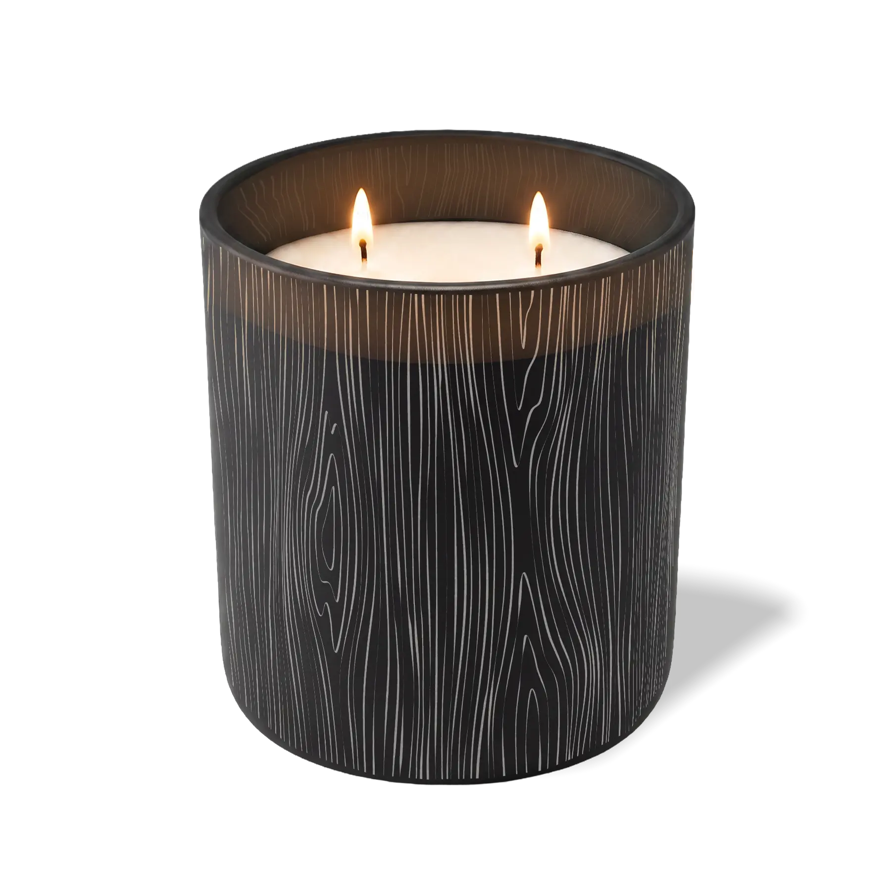Customized black, wood grain pattern Wild Journey 12 oz Studio luxury candle with laser etched logo or design
