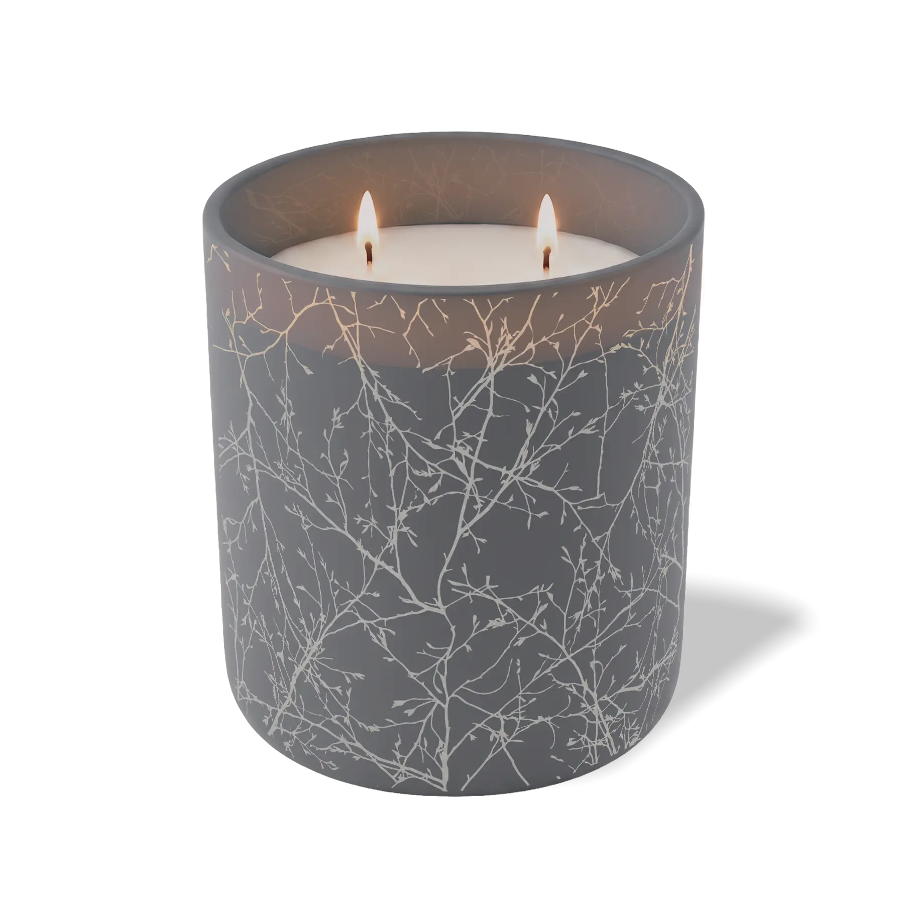 Customized graphite, branches pattern Wild Journey 12 oz Studio luxury candle with laser etched logo or design