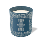 Customized cobalt, floral pattern Wild Journey 12 oz Studio luxury candle with laser etched logo or design