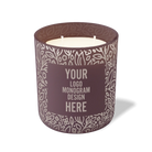 Customized velvet plum, floral pattern Wild Journey 12 oz Studio luxury candle with laser etched logo or design