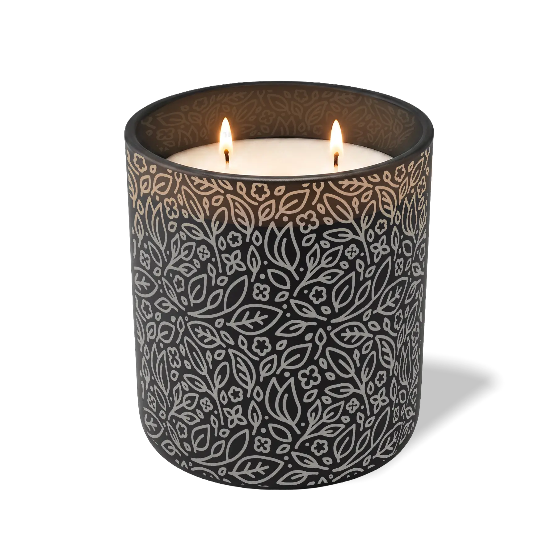 Customized black, floral pattern Wild Journey 12 oz Studio luxury candle with laser etched logo or design