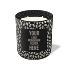 Customized black, leafy pattern Wild Journey 12 oz Studio luxury candle with laser etched logo or design