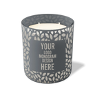 Customized graphite, leafy pattern Wild Journey 12 oz Studio luxury candle with laser etched logo or design