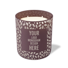 Customized velvet plum, leafy pattern Wild Journey 12 oz Studio luxury candle with laser etched logo or design
