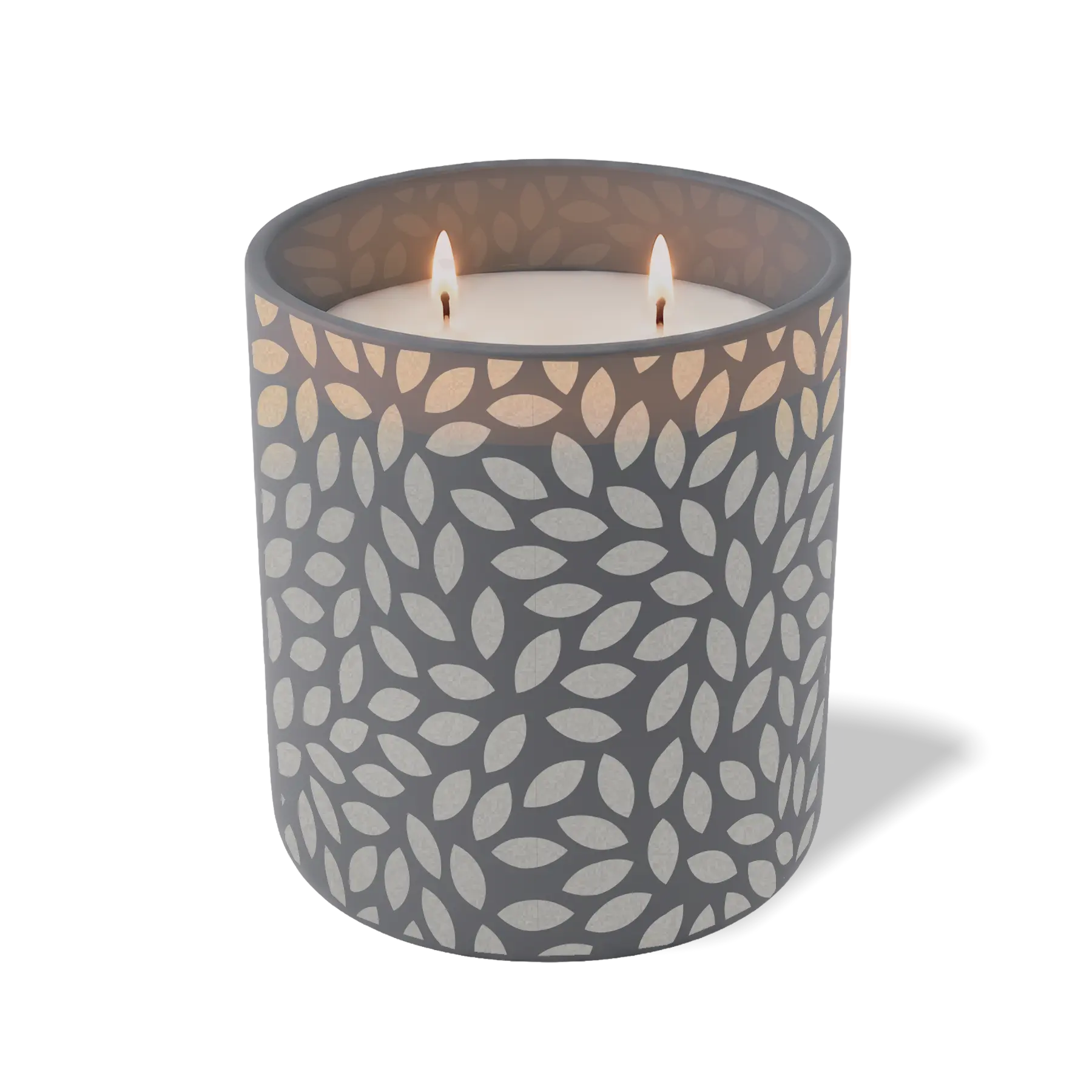 Customized graphite, leafy pattern Wild Journey 12 oz Studio luxury candle with laser etched logo or design